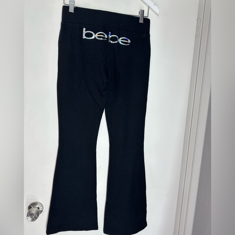 Bebe logo flare pants black size XS